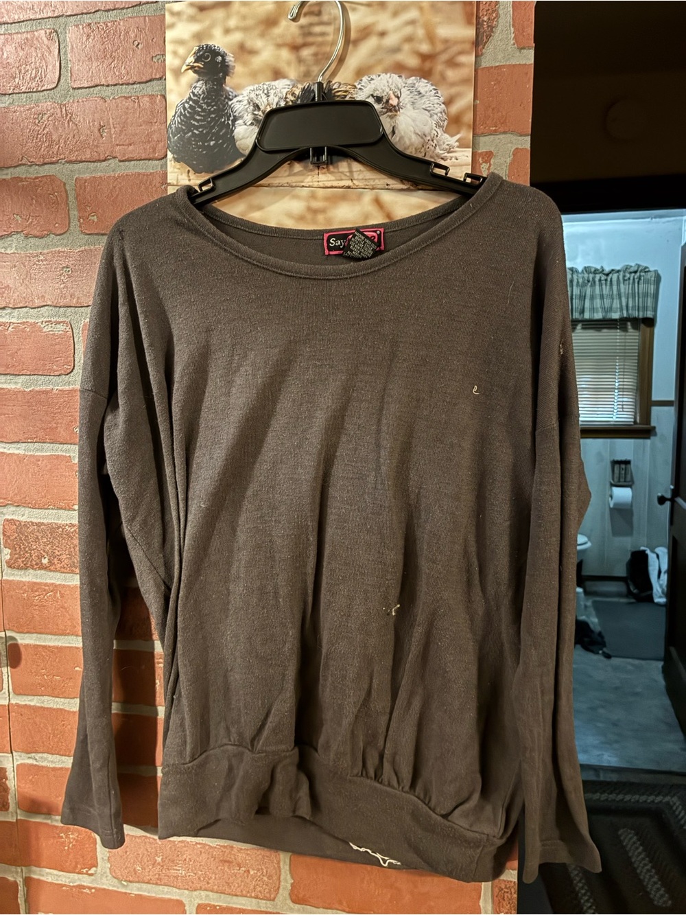 Dark Gray Long Sleeve Pullover Sweatshirt